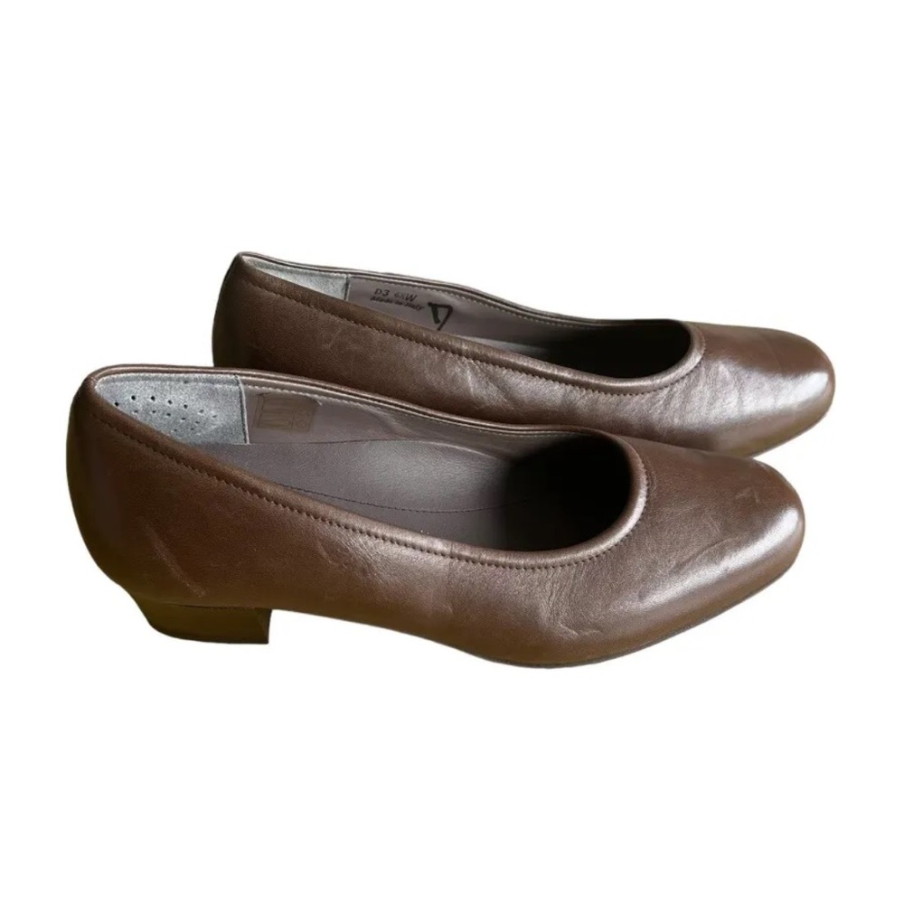 SAS Comfort Pump Heels Size 6.5 Wide Dark Brown Slip On Career Heeled Shoes